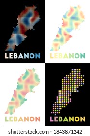 Lebanon map. Collection of map of Lebanon in dotted style. Borders of the country filled with rectangles for your design. Vector illustration.