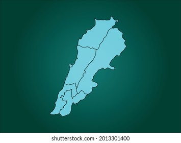 Lebanon map cyan Color on Green Backgound