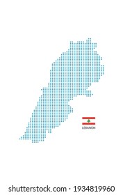 El Líbano diseña un mapa en círculo azul, fondo blanco con la bandera del Líbano.