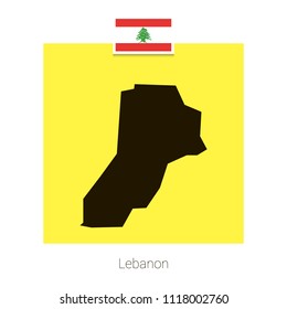 Lebanon map design with flag and yellow background vector