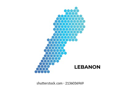 Lebanon map digital hexagon shape on white background vector illustration 