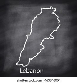 Lebanon map drawn with chalk on blackboard background