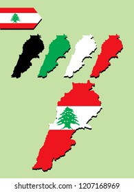 Lebanon map with flag decoration