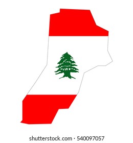 Lebanon map and flag in white background