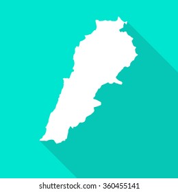 Lebanon map flat simple style with long shadow.