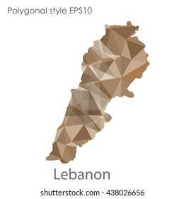 Lebanon map in geometric polygonal style.Abstract tessellation,modern design background. Vector illustration EPS10