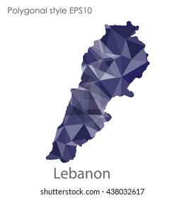 Lebanon map in geometric polygonal style.Abstract tessellation,modern design background. Vector illustration EPS10