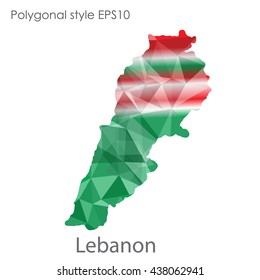 Lebanon map in geometric polygonal style.Abstract tessellation,modern design background. Vector illustration EPS10