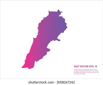 Lebanon map gradient color . on white background. 