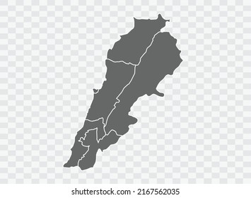 Lebanon Map grey Color on Background png