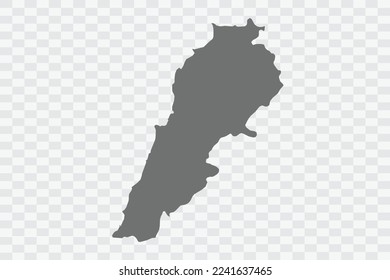 Lebanon Map grey Color on White no demarcation line Background  Png