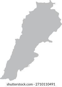 Lebanon Map Grey Silhouette Editable Vector
