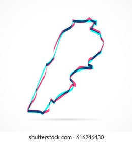 Lebanon Map hand drawn with blue and pink highlighters, isolated on a blank background.
Vector illustration, easy to edit, manipulate, resize or colorize.