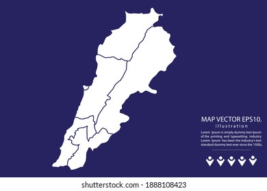 Lebanon map High Detailed on  blue background.