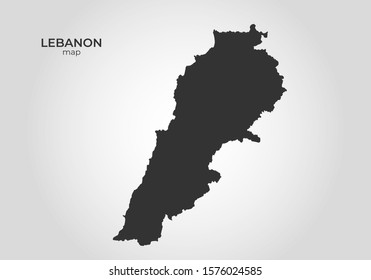 Lebanon map icon. isolated vector black silhouette image of asian country