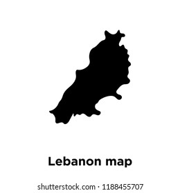 Lebanon map icon vector isolated on white background, logo concept of Lebanon map sign on transparent background, filled black symbol