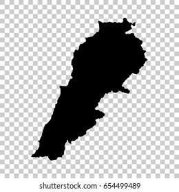 Lebanon map isolated on transparent background. Black map for your design. Vector illustration, easy to edit.