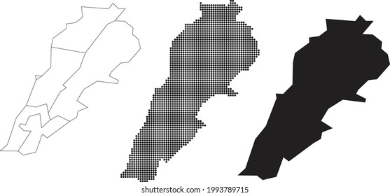 Mapa del Líbano aislado en un fondo blanco.