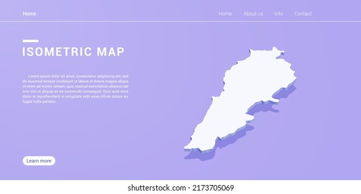 Lebanon map of isometric purple vector illustration. Web banner layout template.