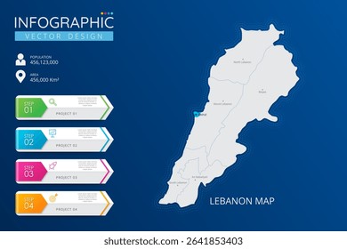 Lebanon map with location pointer marks. High detailed country map with division, cities and capital infographic template. Vector illustration EPS10