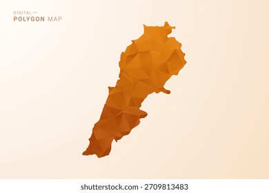 Mapa do Líbano - Ilustração do vetor do polígono baixo em matiz laranja, estilo geométrico limpo, isolado no fundo branco.