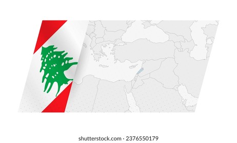 Lebanon map in modern style with flag of Lebanon on left side. Vector illustration of a map. svg