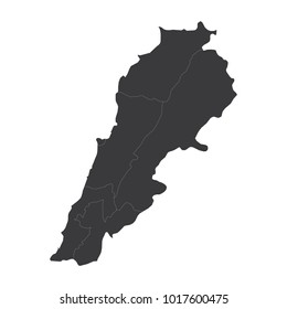 Lebanon map on white background vector, Lebanon Map Outline Shape Black on White Vector Illustration, High detailed black illustration map -Lebanon.