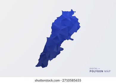 Lebanon Map - Polygon Style Vetor Illustration in Deep Blue Gradient, Low Poly Geometric Design, Silhueta limpa isolada no fundo branco para infográficos.