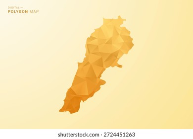 Mapa do Líbano - Ilustração vetorial estilo polígono em amarelo e laranja baixo design geométrico poli, silhueta mínima moderna, isolado para infográfico.