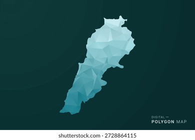 Lebanon Map - Polygon style vector illustration in green and blue low poly geometric design, clean minimal silhouette for infographic.
