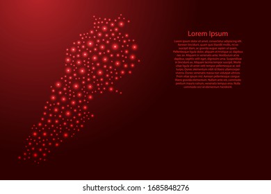 Lebanon map from red and glowing space stars abstract concept geometric shape. Vector illustration.