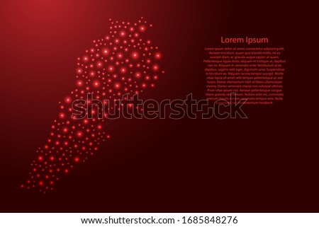 Lebanon map from red and glowing space stars abstract concept geometric shape. Vector illustration.