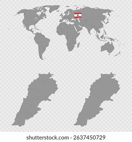 Lebanon Map Set with World Location.