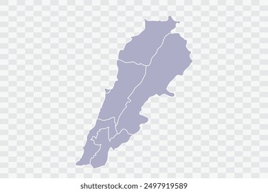 Lebanon Map silver Color on White Background quality files Png