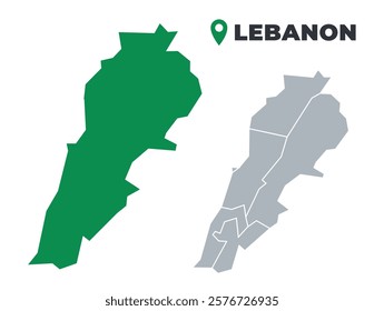 Lebanon map simple flat outline vector set