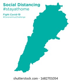 Lebanon map with Social Distancing stay at home tag