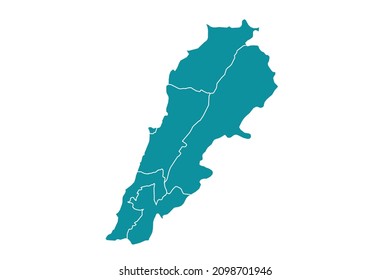 Lebanon map vector, Abstract design vector illustration Eps 10. sea color palette color.High Detailed on white background.