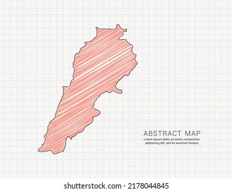 Mapa libanés de silueta de color vectorial chaótico dibujo a mano en papel de cuadrícula.