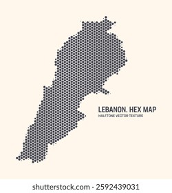 Lebanon Map Vector Hexagonal Halftone Pattern Isolate On Light Background. Hex Texture in the Form of a Map of Lebanon. Modern Technological Contour Map of Lebanon for Design or Business Projects