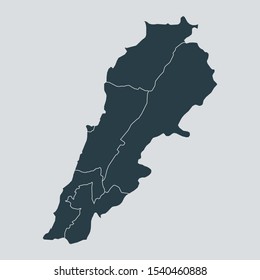 lebanon map vector, isolated on gray background