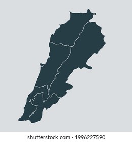 Lebanon map vector, isolated on gray background