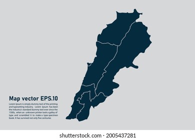 Lebanon map vector. isolated on light gray background