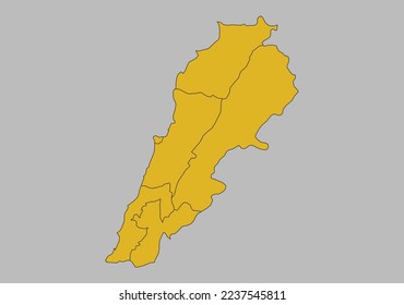 Lebanon map vector, Isolated on gray background