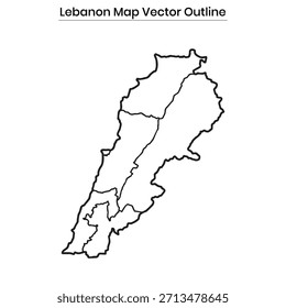 Lebanon Map Vector Outline Editable Country Silhouette