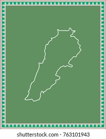 Lebanon map vector outline illustration in green background