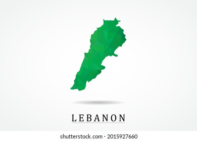 Lebanon Map - World Map International vector template, low polygon style with green color isolated on white background - Vector illustration eps 10