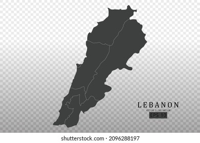 Lebanon Map - World Map International vector template with High detailed including black and grey outline color isolated on transparent background - Vector illustration eps 10