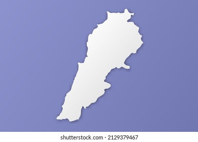 Mapa del Líbano - Mapa mundial Modelo vectorial internacional con estilo de papel que incluye sombra y color blanco sobre fondo morado para diseño, infografía, banner - Ilustración vectorial eps 10