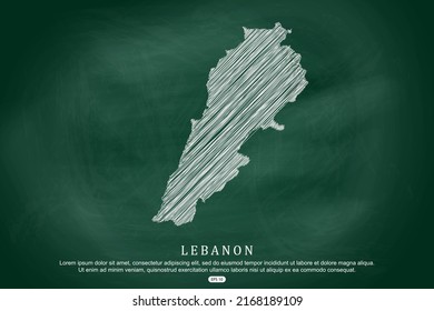 Lebanon Map - World Map International vector template with white outline graphic sketch and old school style  isolated on Green Chalkboard background - Vector illustration eps 10