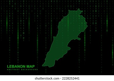 Lebanon Map - World Map International vector template with Matrix green binary computer code background including light for design, website, hacker concept - Vector illustration eps 10